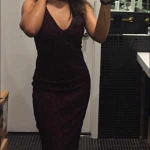 Red dress with black lace